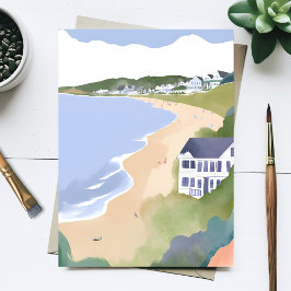 Bonnet Shores | Wasserfarbenbild des Rhode Island- Postkarte