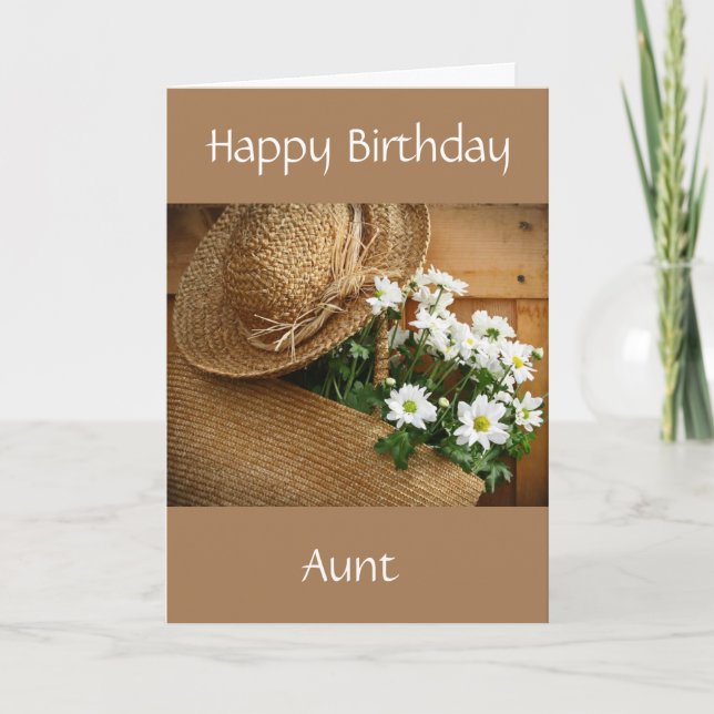 **BONNETT/DAISIES GEBURTSTAG für *AUNT* Card Karte (Vorderseite)