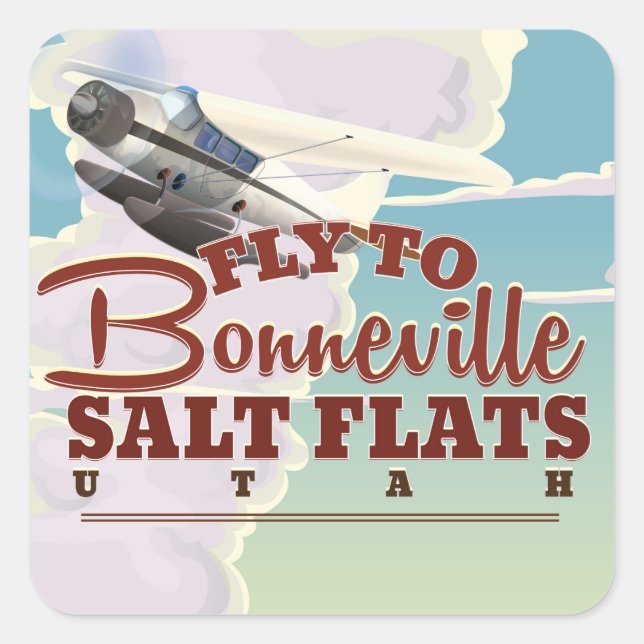 Bonneville Salt Flat Utah Reiseplakat Quadratischer Aufkleber (Vorderseite)