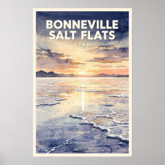 Bonneville Salt Flats Utah Retro Reise Poster