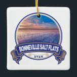 Bonneville Salt Flats Utah Travel Abzeichen Keramikornament<br><div class="desc">Bonneville Salt Flats fotorealistisches Design. Sie sind eine dicht gepackte Salzpfanne im Landkreis Tooele im Nordwesten Utah.</div>