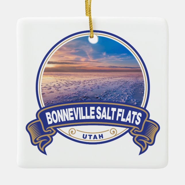Bonneville Salt Flats Utah Travel Abzeichen Keramikornament (Vorderseite)