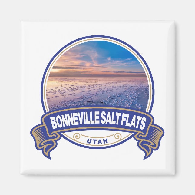 Bonneville Salt Flats Utah Travel Abzeichen Magnet (Vorne)