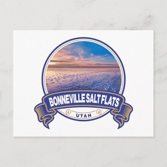 Bonneville Salt Flats Utah Travel Abzeichen Postkarte (Vorderseite)