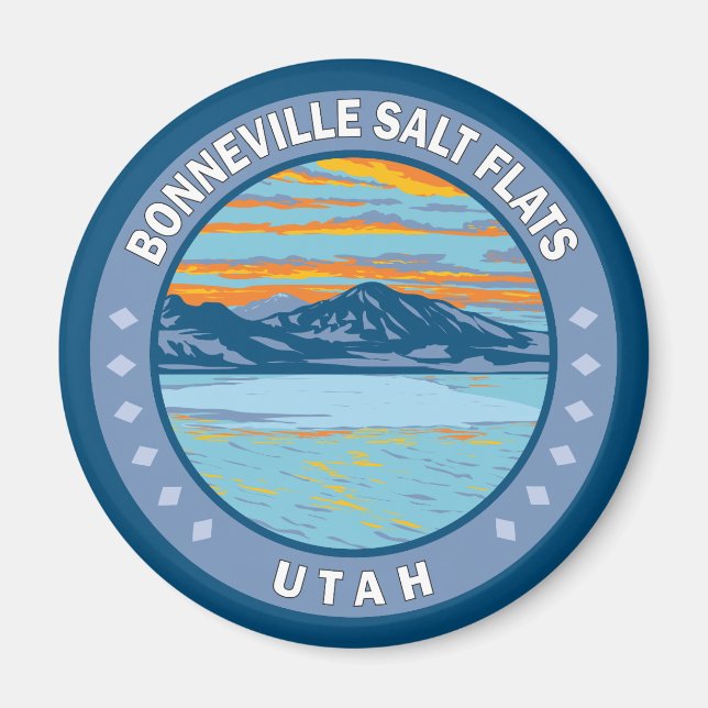 Bonneville Salt Flats Utah Wandern Vintag Magnet (Vorne)