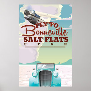 Bonneville-Salzfläche Utah Vintage-Reiseposter Poster