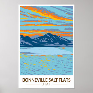 Bonneville-Salzflächen Utah Reise Kunst Vintage Poster