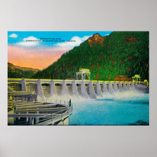Bonneville-Staudamm am Columbia-Fluss Poster