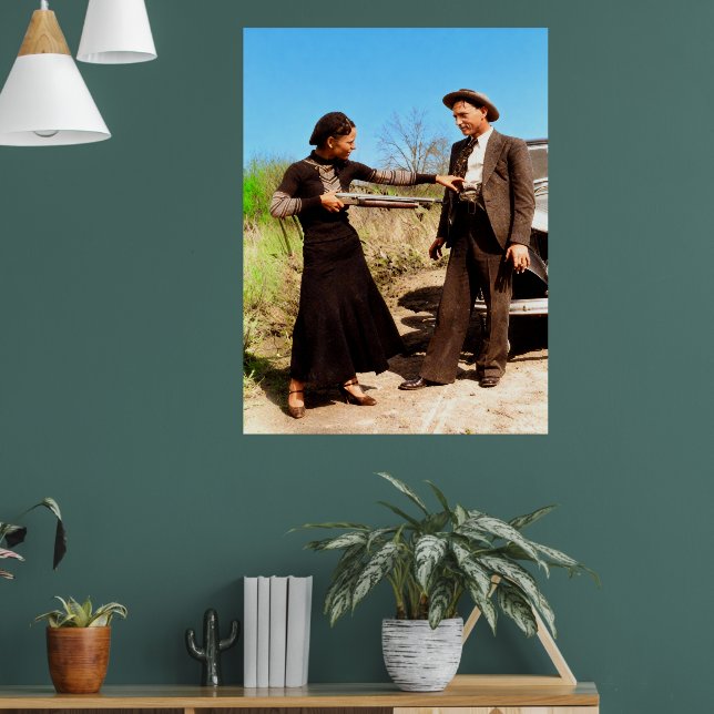 Bonnie and Clyde Fooling Around 1934 Color Redux Poster (Wohnzimmer 1)