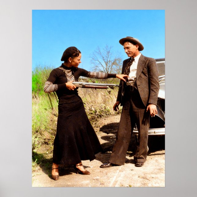 Bonnie and Clyde Fooling Around 1934 Color Redux Poster (Vorne)