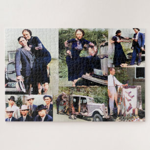 Bonnie And Clyde Story Collage Color Redux Puzzle