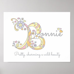 Bonnie B Initial Doodle Art Name bedeutet Poster