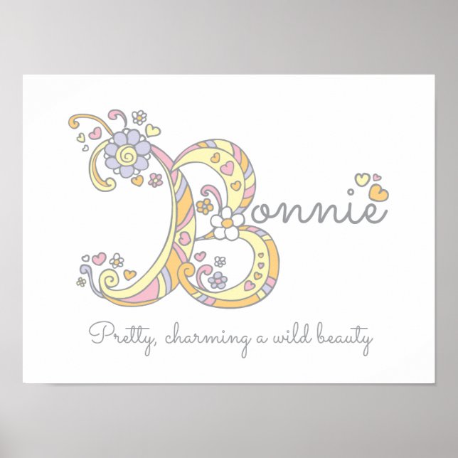 Bonnie B Initial Doodle Art Name bedeutet Poster (Vorne)