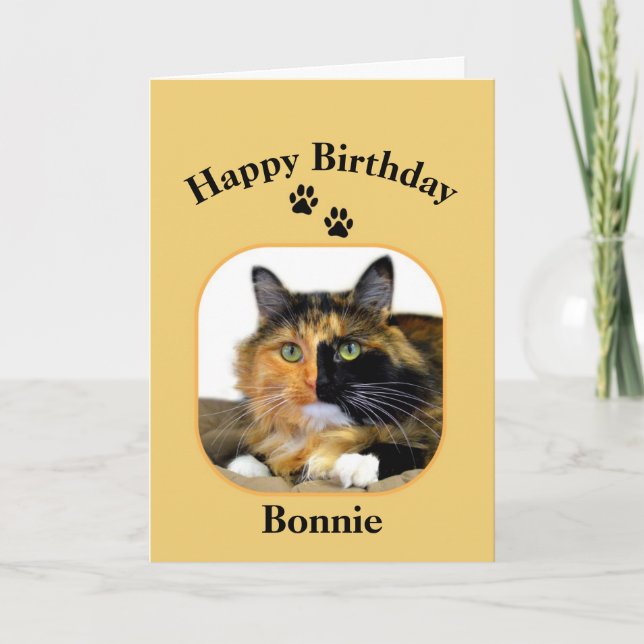 Bonnie Calico Cat Happy Birthday Karte (Vorderseite)