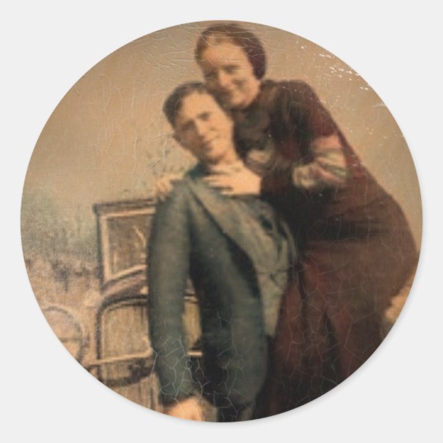 Bonnie & Clyde Runder Aufkleber (Vorderseite)