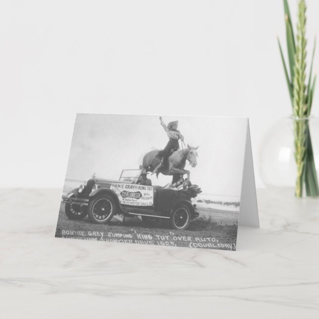 Bonnie-Grau, das ihr Pferd springt Karte (Vorderseite)