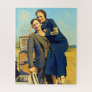 Bonnie Parker Clyde Barrow 1933 Faux-Malerei Puzzle