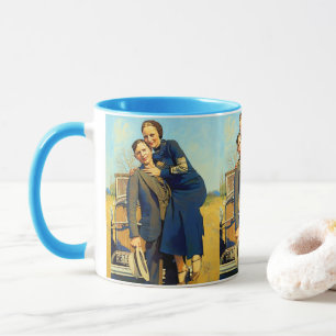 Bonnie Parker Clyde Barrow 1933 Faux-Malerei Tasse