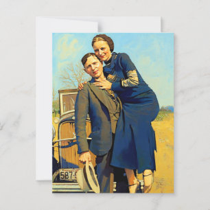 Bonnie Parker Clyde Barrow 1933 Imitate Malerei Postkarte