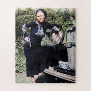 Bonnie Parker rauchen ein Auto 1933 Farbredux Puzzle