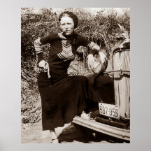 Bonnie Parker Rauchen ein Auto 1933 Schwarz-weiß