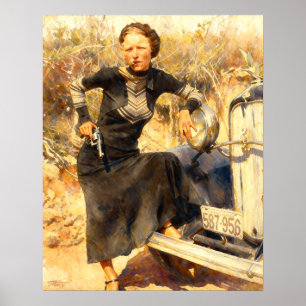 Bonnie Parker raucht eine Zigarre 1933 AI-Gemälde Poster