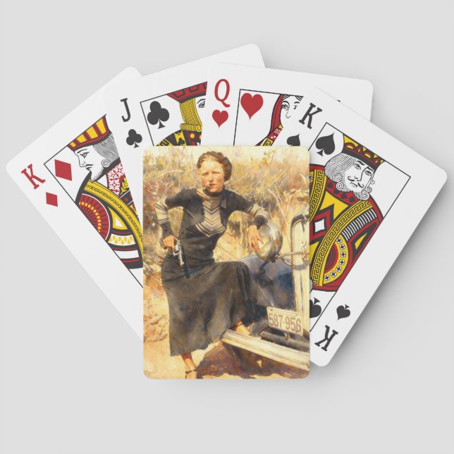 Bonnie Parker Smoking A Cigar 1933 AI Painting Spielkarten (Rückseite)
