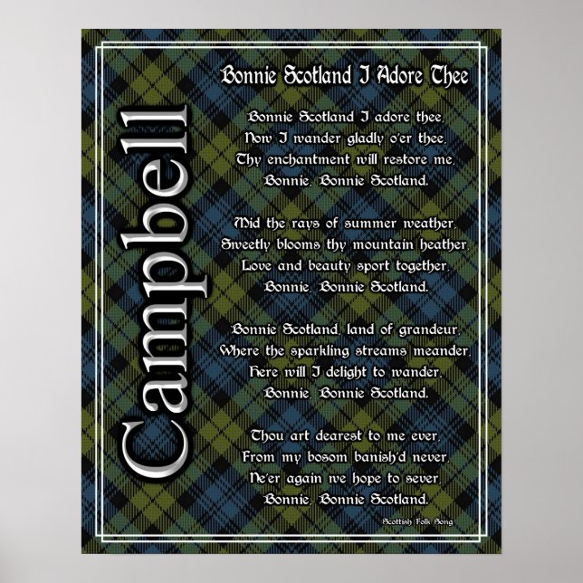 Bonnie Scotland I Adore The Campbell Tartan Poster (Vorne)