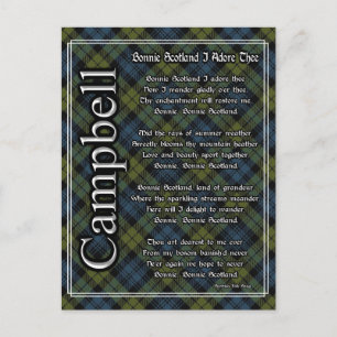 Bonnie Scotland I Adore The Campbell Tartan Postkarte