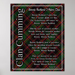 Bonnie Scotland I Adore The Clan Cumming Tartan Poster