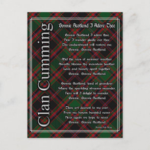 Bonnie Scotland I Adore The Clan Cumming Tartan Postkarte
