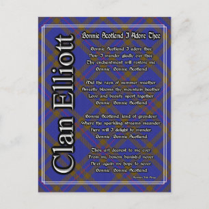 Bonnie Scotland I Adore The Clan Elliott Tartan Postkarte