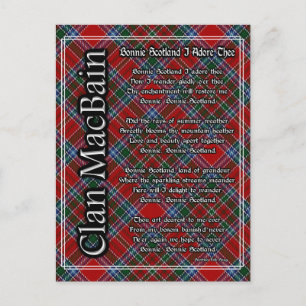 Bonnie Scotland I Adore The Clan MacBain Tartan Postkarte