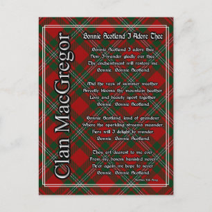 Bonnie Scotland I Adore The Clan MacGregor Tartan Postkarte