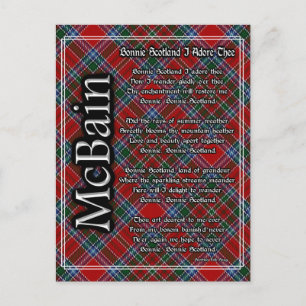 Bonnie Scotland I Adore The Clan McBain Tartan Postkarte