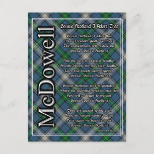Bonnie Scotland I Adore The Clan McDowell Tartan Postkarte