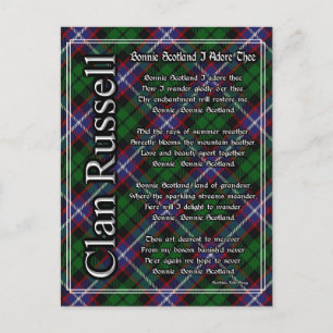 Bonnie Scotland I Adore The Clan Russell Tartan Postkarte