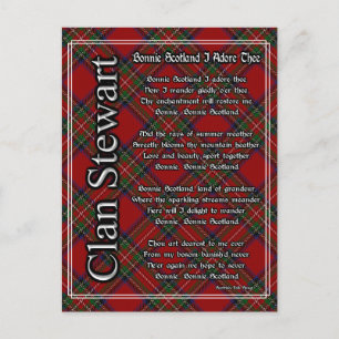 Bonnie Scotland I Adore The Clan Stewart Tartan Postkarte