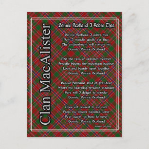 Bonnie Scotland I Adore the MacAlister Tartan Postkarte