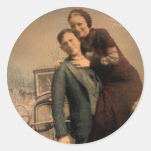 Bonnie u. Clyde Runder Aufkleber