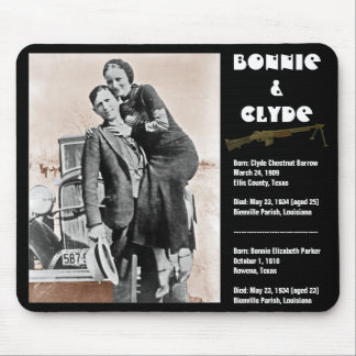 Bonnie u. Clyde (Sepia) auf Schwarzem, Mousepad