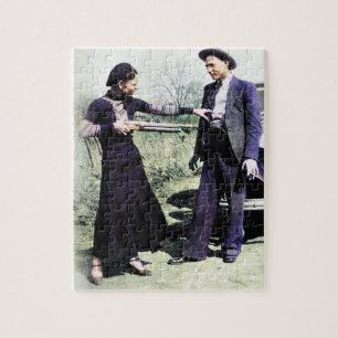 Bonnie und Clyde beim Herumalbern 1934 Color Redux Puzzle