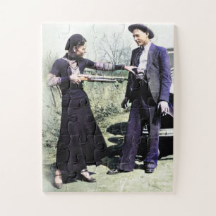 Bonnie und Clyde beim Herumalbern 1934 Color Redux Puzzle