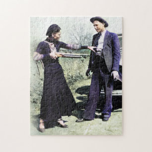 Bonnie und Clyde beim Herumalbern 1934 Color Redux Puzzle