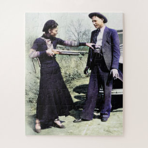 Bonnie und Clyde beim Herumalbern 1934 Farbe Redux Puzzle