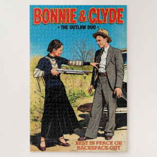 Bonnie und Clyde Retro Art Outlaw Duo anpassen Puzzle