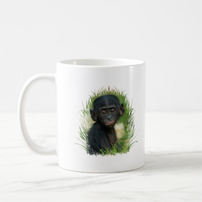 Bonobo Baby im Gras Kaffeetasse (Links)
