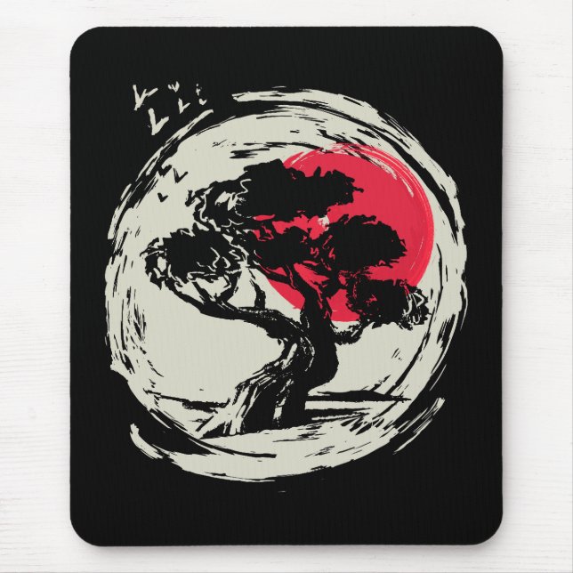 Bonsai Art Japanese Sunset Mousepad (Vorne)