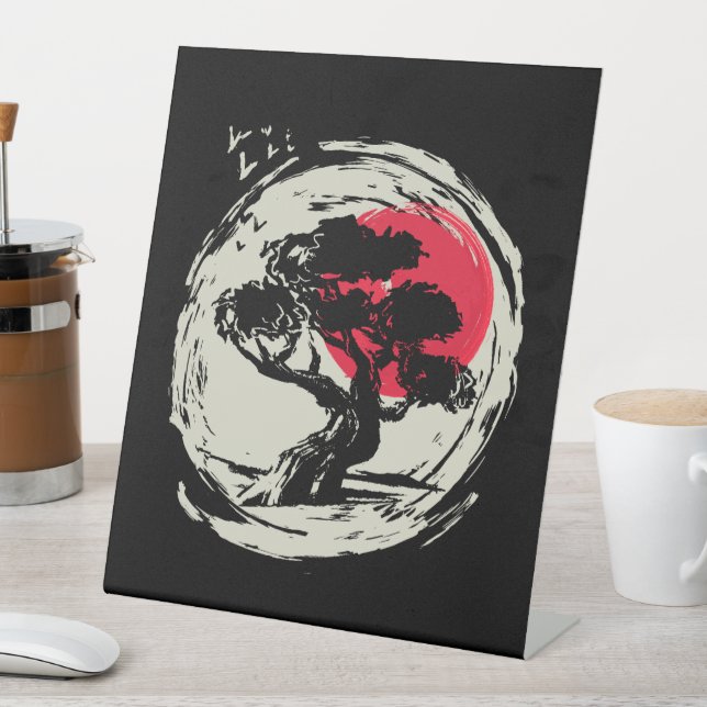 Bonsai Art Japanese Sunset Sockelschild (In Situ)