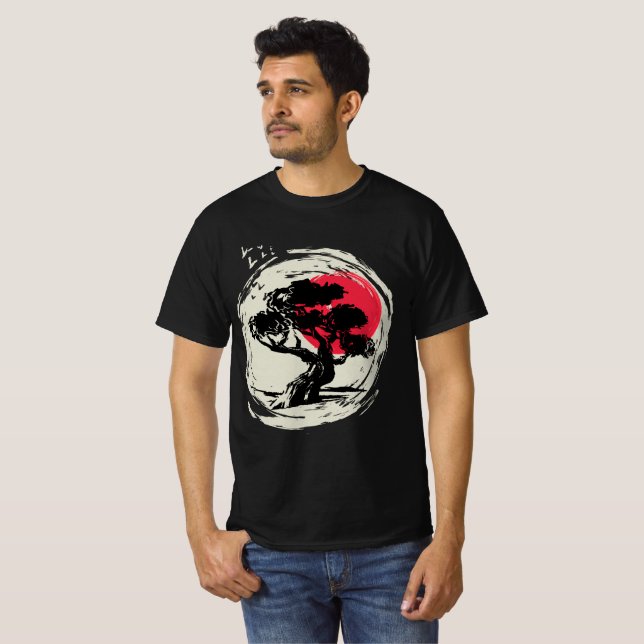 Bonsai Art Japanese Sunset T-Shirt (Vorne ganz)